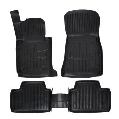 3D Tapis De Sol En Caoutchouc Premium Compatible Avec Bmw 3 (F30/F31) 2011-2019 5pcs, Système de Fixation, Bord Haut, Noir, Antidérapant, Facile à Nettoyer, Toutes Saisons