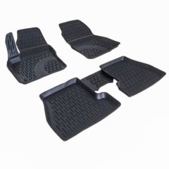3D Tapis De Sol En Caoutchouc Premium Compatible Avec Ford Focus 3 2010-2018, Système de Fixation, Bord Haut, Noir, Antidérapant, Facile à Nettoyer, Toutes Saisons