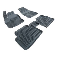 3D Tapis De Sol En Caoutchouc Premium Compatible Avec Ford Kuga 1 2008-2013, Système de Fixation, Bord Haut, Noir, Antidérapant, Facile à Nettoyer, Toutes Saisons