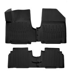 3D Tapis De Sol En Caoutchouc Premium Compatible Avec Hyundai EV6 depuis 2021 4pcs, Système de Fixation, Bord Haut, Noir, Antidérapant, Facile à Nettoyer, Toutes Saisons