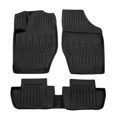 3D Tapis De Sol En Caoutchouc Premium Compatible Avec Peugeot 308 1 (T7) 2007-2013 5pcs, Système de Fixation, Bord Haut, Noir, Antidérapant, Facile à Nettoyer, Toutes Saisons