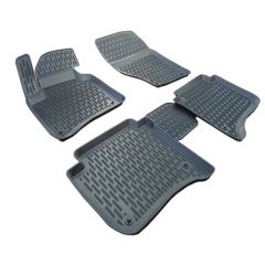 3D Tapis De Sol En Caoutchouc Premium Compatible Avec Volkswagen Touareg 2010-2018, Système de Fixation, Bord Haut, Noir, Antidérapant, Facile à Nettoyer, Toutes Saisons