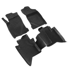 3D Tapis De Sol En Caoutchouc Premium Compatible Avec Toyota Hilux depuis 2015, Système de Fixation, Bord Haut, Noir, Antidérapant, Facile à Nettoyer, Toutes Saisons