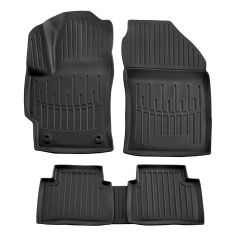 3D Tapis De Sol En Caoutchouc Premium Compatible Avec Toyota Corolla (E210) depuis 2018 5pcs, Système de Fixation, Bord Haut, Noir, Antidérapant, Facile à Nettoyer, Toutes Saisons