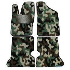 Tapis de sol de Voiture de Tapis de Voiture de Camouflage pour Fiat Cinquecento 1991-1998, D'armée Tapis de voiture, Base Antidérapante, Renforcée Dans la Zone de la Pédale