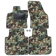 Tapis de sol de Voiture de Tapis de Voiture de Camouflage pour Skoda Kodiaq depuis 2017, D'armée Tapis de voiture, Base Antidérapante, Renforcée Dans la Zone de la Pédale