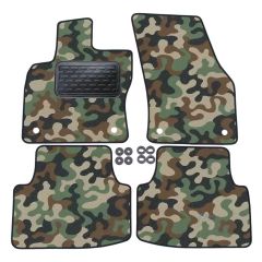 Tapis de sol de Voiture de Tapis de Voiture de Camouflage pour Volkswagen Tiguan depuis 2016, D'armée Tapis de voiture, Base Antidérapante, Renforcée Dans la Zone de la Pédale