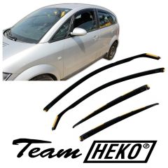 Heko Deflecteurs d'air Déflecteurs de Vent Compatible Avec Audi A2 5P. Berlina 2000-2005, Ensemble 4 pièces, Noir, Fumé, Aérodynamique, Montage facile