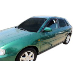 Heko Deflecteurs d'air Déflecteurs de Vent Compatible Avec Audi A3 8L 5P. Berlina 1996-2003, Ensemble 4 pièces, Noir, Fumé, Aérodynamique, Montage facile