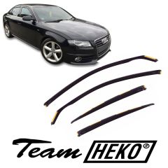 Heko Deflecteurs d'air Déflecteurs de Vent Compatible Avec Audi A4 B8 4P. Berlina 2008-2015, Ensemble 4 pièces, Noir, Fumé, Aérodynamique, Montage facile