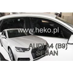 Heko Deflecteurs d'air Déflecteurs de Vent Compatible Avec Audi A4 B9 4-Porte depuis 2016, Ensemble 4 pièces, Noir, Fumé, Aérodynamique, Montage facile