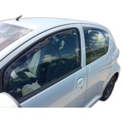 Heko Deflecteurs d'air Déflecteurs de Vent Compatible Avec Citroen C1 5P. Berlina 2005-2014, Ensemble 2 pièces, Noir, Fumé, Aérodynamique, Montage facile