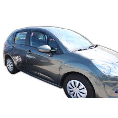 Heko Deflecteurs d'air Déflecteurs de Vent Compatible Avec Citroen C3 2009-2016, Ensemble 4 pièces, Noir, Fumé, Aérodynamique, Montage facile