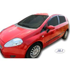 Heko Deflecteurs d'air Déflecteurs de Vent Compatible Avec Fiat Punto Grande 2006-2018, Ensemble 4 pièces, Noir, Fumé, Aérodynamique, Montage facile