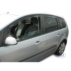 Heko Deflecteurs d'air Déflecteurs de Vent Compatible Avec Ford Focus C-Max 2003-2010, Ensemble 4 pièces, Noir, Fumé, Aérodynamique, Montage facile