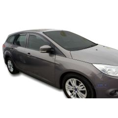 Heko Deflecteurs d'air Déflecteurs de Vent Compatible Avec Ford Focus 3 5P. Berlina 2011-2018 Break, Ensemble 4 pièces, Noir, Fumé, Aérodynamique, Montage facile