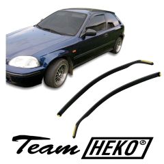 Heko Deflecteurs d'air Déflecteurs de Vent Compatible Avec Honda Civic EJ 3P. Berlina 10/1995-2000, Noir, Fumé, Aérodynamique, Montage facile