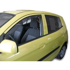 Heko Deflecteurs d'air Déflecteurs de Vent Compatible Avec Kia Picanto 2004-2010, Ensemble 2 pièces, Noir, Fumé, Aérodynamique, Montage facile