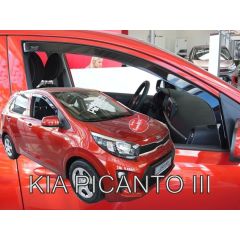 Heko Deflecteurs d'air Déflecteurs de Vent Compatible Avec Kia Picanto 3 5P. Berlina depuis 2017, Ensemble 2 pièces, Noir, Fumé, Aérodynamique, Montage facile