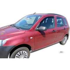 Heko Deflecteurs d'air Déflecteurs de Vent Compatible Avec Mazda 2 5P. Berlina 2003-2007, Ensemble 2 pièces, Noir, Fumé, Aérodynamique, Montage facile