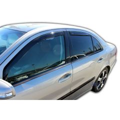 Heko Deflecteurs d'air Déflecteurs de Vent Compatible Avec Mercedes E-Klasse W211 4P. Berlina 2002-2008, Ensemble 4 pièces, Noir, Fumé, Aérodynamique, Montage facile