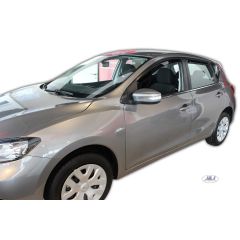 Heko Deflecteurs d'air Déflecteurs de Vent Compatible Avec Nissan Pulsar depuis 2014, Ensemble 4 pièces, Noir, Fumé, Aérodynamique, Montage facile