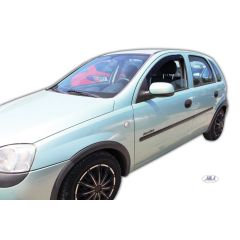 Heko Deflecteurs d'air Déflecteurs de Vent Compatible Avec Opel Corsa C 5P. Berlina 2000-2006, Ensemble 2 pièces, Noir, Fumé, Aérodynamique, Montage facile