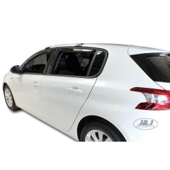 Heko Deflecteurs d'air Déflecteurs de Vent Compatible Avec Peugeot 308 5P. Berlina 2014-2021, Ensemble 4 pièces, Noir, Fumé, Aérodynamique, Montage facile