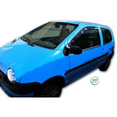 Heko Deflecteurs d'air Déflecteurs de Vent Compatible Avec Renault TWINGO 3P. Berlina 2000-2008 2pcs, Noir, Fumé, Aérodynamique, Montage facile