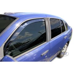 Heko Deflecteurs d'air Déflecteurs de Vent Compatible Avec Renault Thalia 4P. Berlina 2008-2013, Ensemble 2 pièces, Noir, Fumé, Aérodynamique, Montage facile