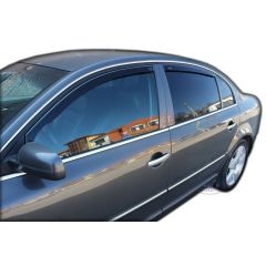 Heko Deflecteurs d'air Déflecteurs de Vent Compatible Avec Skoda Superb 1, 4-Porte 2002-2008, Ensemble 4 pièces, Noir, Fumé, Aérodynamique, Montage facile
