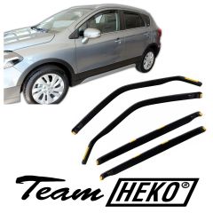 Heko Deflecteurs d'air Déflecteurs de Vent Compatible Avec Suzuki SX4 2 S-Cross 2013-2021, Ensemble 4 pièces, Noir, Fumé, Aérodynamique, Montage facile