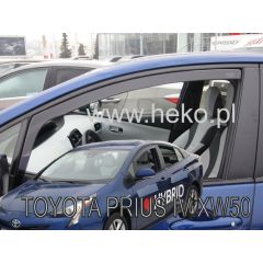 Heko Deflecteurs d'air Déflecteurs de Vent Compatible Avec Toyota Prius 4 Xw50 2016-2022, Ensemble 2 pièces, Noir, Fumé, Aérodynamique, Montage facile