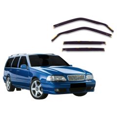 Heko Deflecteurs d'air Déflecteurs de Vent Compatible Avec Volvo 850 4P. Berlina 1996-2000, Ensemble 4 pièces, Noir, Fumé, Aérodynamique, Montage facile
