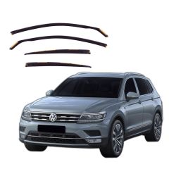 Heko Deflecteurs d'air Déflecteurs de Vent Compatible Avec Volkswagen Tiguan Allspace depuis 2017, Ensemble 4 pièces, Noir, Fumé, Aérodynamique, Montage facile
