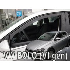 Heko Deflecteurs d'air Déflecteurs de Vent Compatible Avec Volkswagen Polo depuis 2017, Ensemble 2 pièces, Noir, Fumé, Aérodynamique, Montage facile