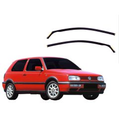 Heko Deflecteurs d'air Déflecteurs de Vent Compatible Avec Volkswagen Golf 3 3P. Berlina 1991-1998, Ensemble 2 pièces, Noir, Fumé, Aérodynamique, Montage facile