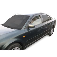 Heko Deflecteurs d'air Déflecteurs de Vent Compatible Avec Volkswagen Passat B5 4P. Berlina 1996-2005, Ensemble 4 pièces, Noir, Fumé, Aérodynamique, Montage facile