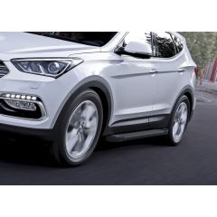 Marchepieds basic noir aluminium seuil avec Hyundai Santa FE 2012-2018, 2 pièces Marchepied avec ABE certificat, Matériel de Montage