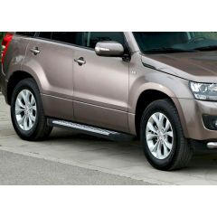 Marchelettes aluminium avancé seuil avec Suzuki Grand Vitara 5P. Berlina 2005-2016, 2 pièces Marchepied avec ABE certificat, Matériel de Montage