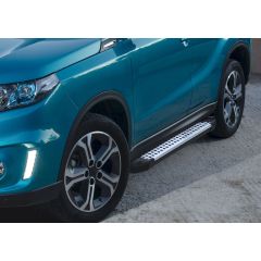 Marchelettes aluminium avancé seuil avec Suzuki Vitara 5P. Berlina depuis 2015, 2 pièces Marchepied avec ABE certificat, Matériel de Montage