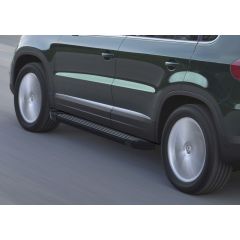 Marchepieds basic noir aluminium seuil avec Volkswagen Tiguan 1 2007-2015, 2 pièces Marchepied avec ABE certificat, Matériel de Montage