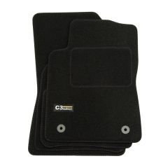 Logo Tapis De Sol Noir Velours Sur Mesure Pour Citroen C3 3 depuis 2016, Ajustement précis, Base Antidérapante, Renforcée Dans la Zone de la Pédale