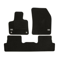 Logo Tapis De Sol Noir Velours Sur Mesure Pour Peugeot 3008 2 depuis 2017, Ajustement précis, Base Antidérapante, Renforcée Dans la Zone de la Pédale