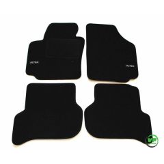 Logo Tapis De Sol Noir Velours Sur Mesure Pour Seat Altea 2004-2015, Ajustement précis, Base Antidérapante, Renforcée Dans la Zone de la Pédale