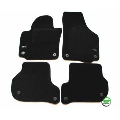 Logo Tapis De Sol Noir Velours Sur Mesure Pour Skoda YETI depuis 2007 4pcs - Bef. rund, Ajustement précis, Base Antidérapante, Renforcée Dans la Zone de la Pédale
