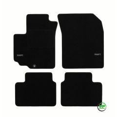 Logo Tapis De Sol Noir Velours Sur Mesure Pour Suzuki Swift 2010-2017, Ajustement précis, Base Antidérapante, Renforcée Dans la Zone de la Pédale