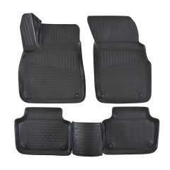 Tapis De Sol En Caoutchouc 3D Exclusive Compatible Avec Audi Q7 depuis 2015, Système de Fixation, Bord Haut, Noir, Antidérapant, Toutes Saisons