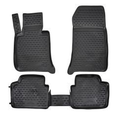 Tapis De Sol En Caoutchouc 3D Exclusive Compatible Avec Bmw 3 Series E90, E91 2005-2012, Système de Fixation, Bord Haut, Noir, Antidérapant, Toutes Saisons