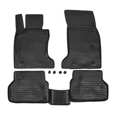 Tapis De Sol En Caoutchouc 3D Exclusive Compatible Avec Bmw 5-Series E60 / E61 2003-2010, Système de Fixation, Bord Haut, Noir, Antidérapant, Toutes Saisons